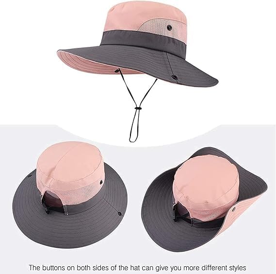 ZOORON Women's Ponytail Safari Sun Hat, Wide Brim UV Protection Outdoor Bucket - Image 2