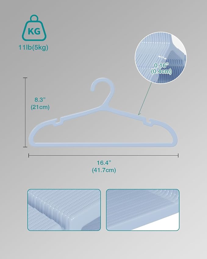 100 Pack Clothes Hangers, Non Slip Plastic Coat Hangers, Space Saving, Heavy - Image 5