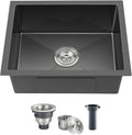 20-inch Undermount Kitchen Sink Black, T304 Stainless Steel Single Bowl Kitchen by DROPINKITCHENSINK