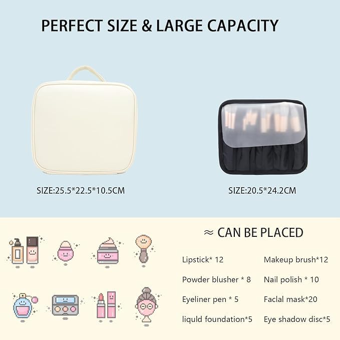 Makeup Bag with Led Mirror, Travel Makeup Organizer with 3 Color Setting & 10X - Image 2