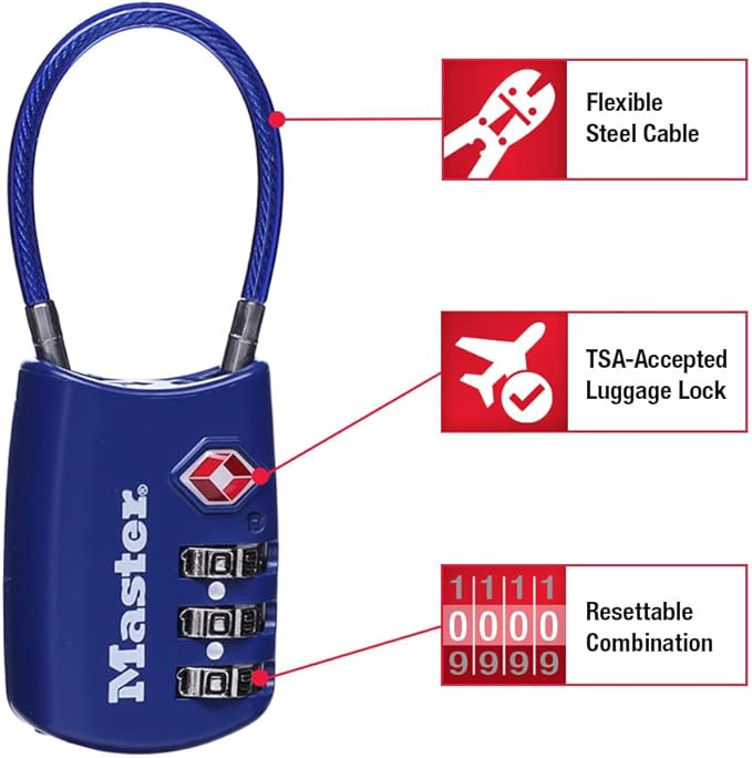 Master Lock Blue Set Your Own Combination TSA Approved Luggage Lock, Travel - Image 2