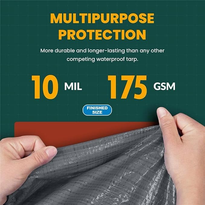 Tarp Cover 12X12 Silver/Black Heavy Duty Thick Material, Waterproof, RV Or Pool - Image 3