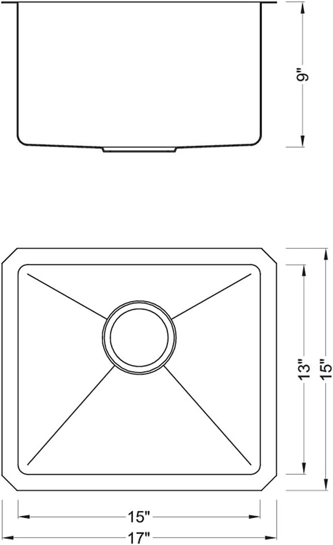 17 in. x 15 in. x 9 in. 16-Gauge Stainless Steel Undermount Single Bowl Bar - Image 8