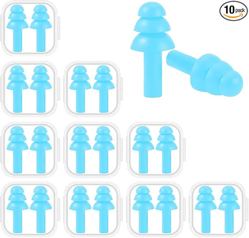 10 Pairs Noise Cancelling Ear Plugs, Premium Soft Silicone, Waterproof by BUYBUYGO