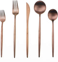 Matte Rose Gold Silverware Set, Gugrida 5-Piece 18/10 Stainless Steel Satin by Gugrida