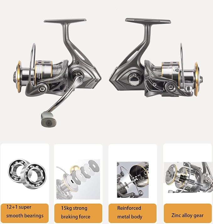 2PACK Fishing Pole Combo, Carbon Fiber Fishing Rod Spinning Reels Fishing - Image 3