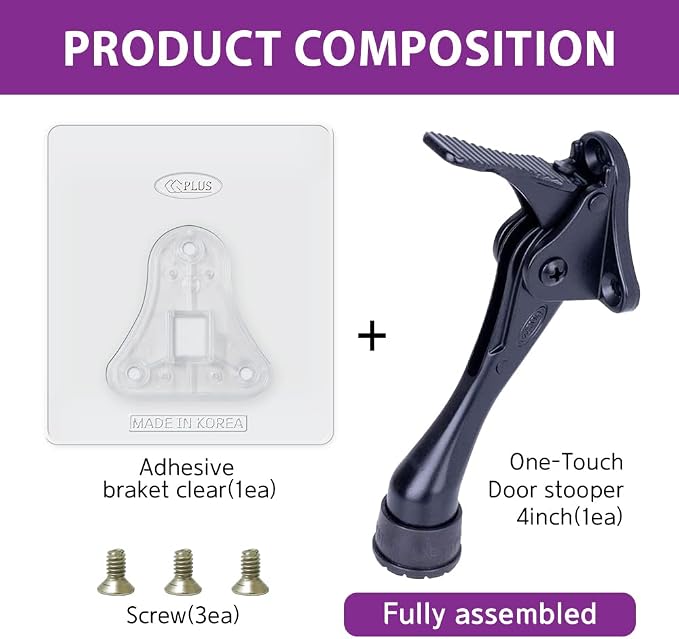 Door Stopper with Adhesive Bracket Stickers, No Drilling or Tools Needed - Image 6