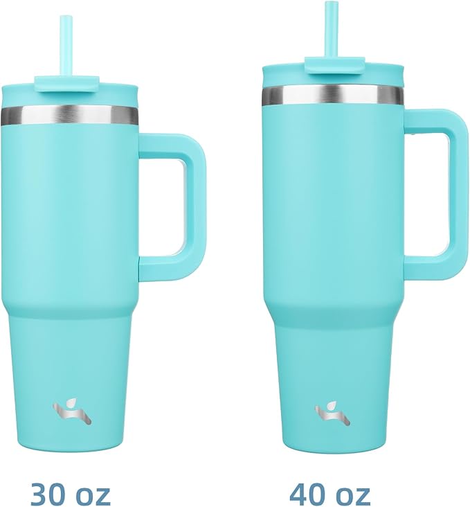 30 oz Tumbler with Handle and 2 Straws, 2 in 1 Lid Insulated Water Bottle - Image 3