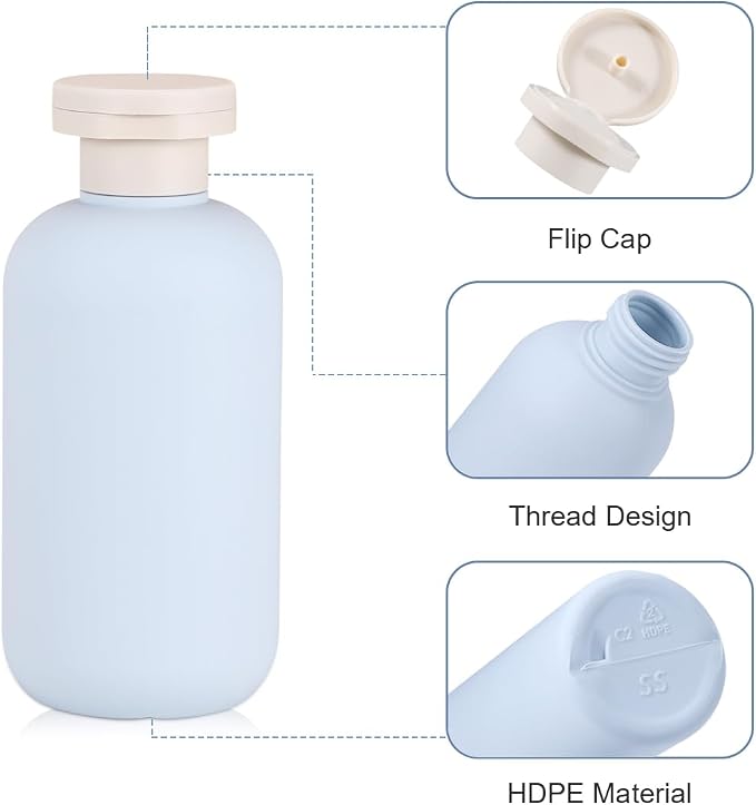 6.8 oz Plastic Travel Shampoo Bottles, Refillable Flip Cap Squeeze Bottles - Image 4