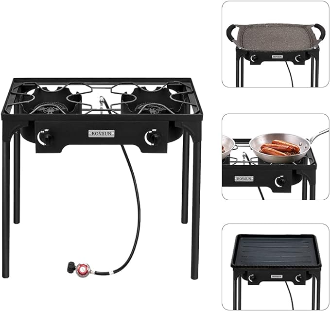 ROVSUN 2/3 Burner Outdoor Propane Gas Stove High Pressure Stand Cooker - Image 3