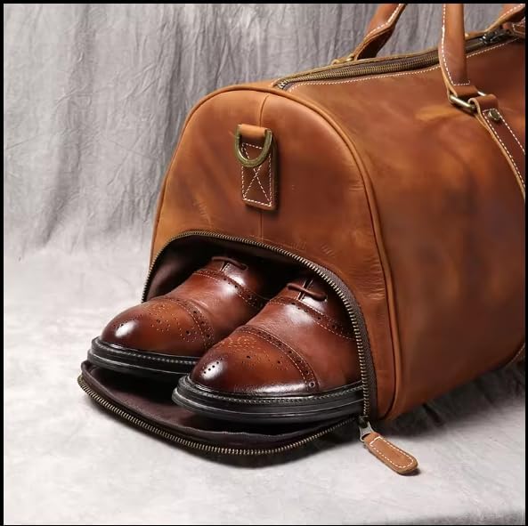 Mullis Mercantile Leather Weekender Travel Bag, a timeless classic. This - Image 3
