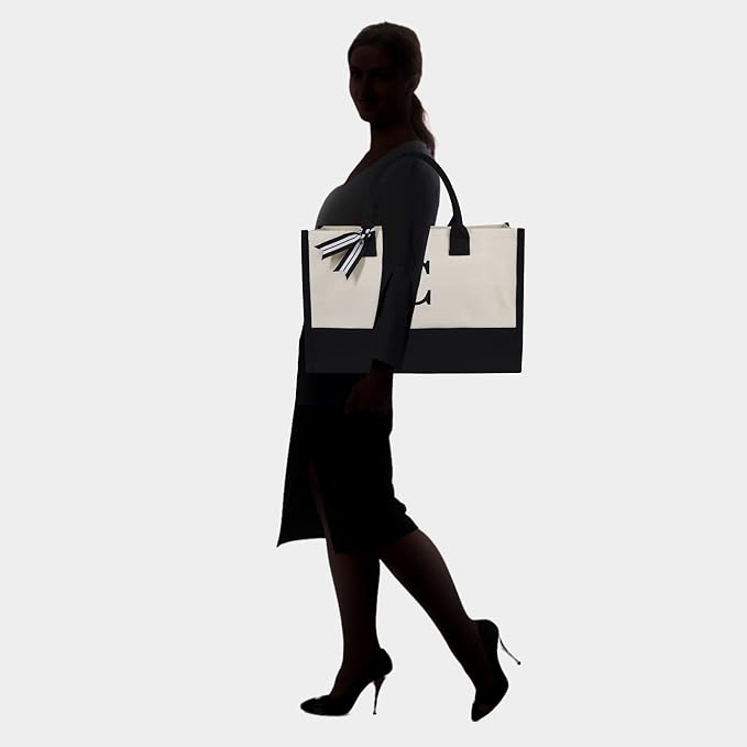 TOPDesign Embroidery Initial Canvas Tote Bag, Personalized Present Bag - Image 6