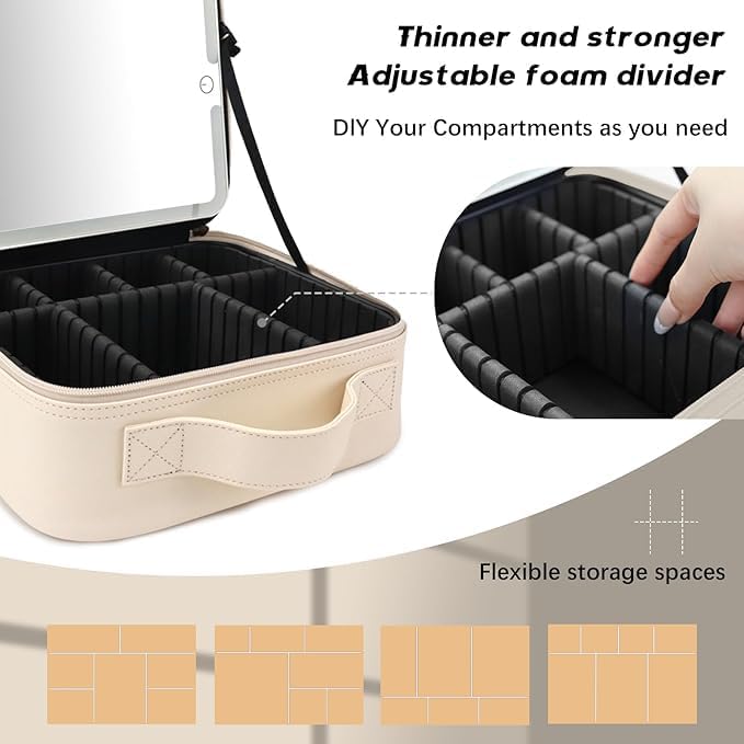 Makeup Bag with Led Mirror, Travel Makeup Organizer with 3 Color Setting & 10X - Image 5