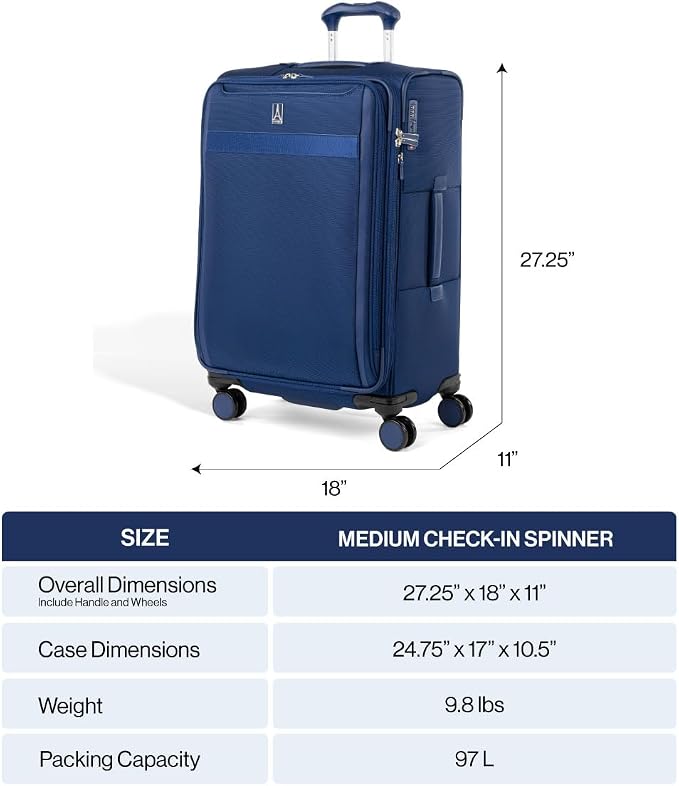 Travelpro VersaPack+ Lightweight Softside Expandable Checked Luggage, 8 Spinner - Image 7