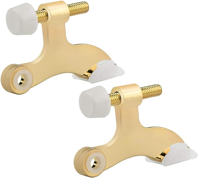 HOMOTEK 2 Pack Hinge Pin Bright Brass Door Stopper, Adjustable Deluxe Heavy by HOMOTEK
