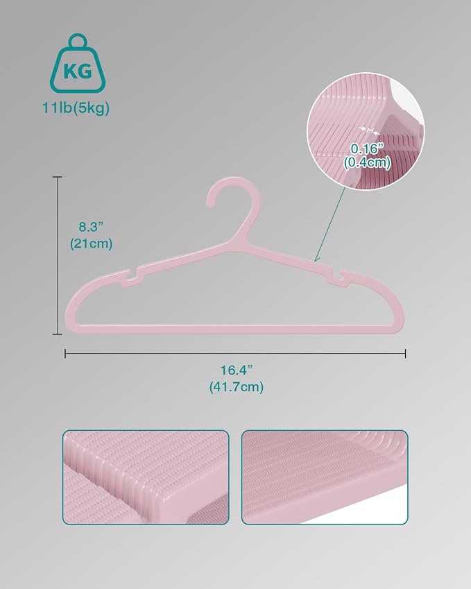 100 Pack Clothes Hangers, Non Slip Plastic Coat Hangers, Space Saving, Heavy - Image 4