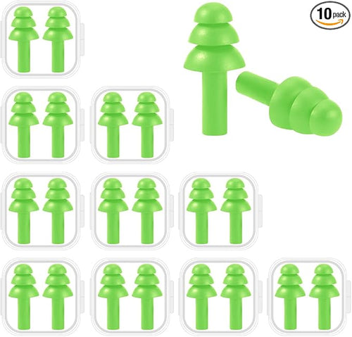 10 Pairs Noise Cancelling Ear Plugs, Premium Soft Silicone, Waterproof by BUYBUYGO