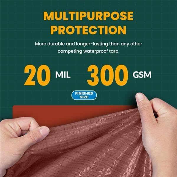 Tarp Cover Brown/Black Heavy Duty 20 Mill Thick Material, Waterproof 18'X24' - Image 3