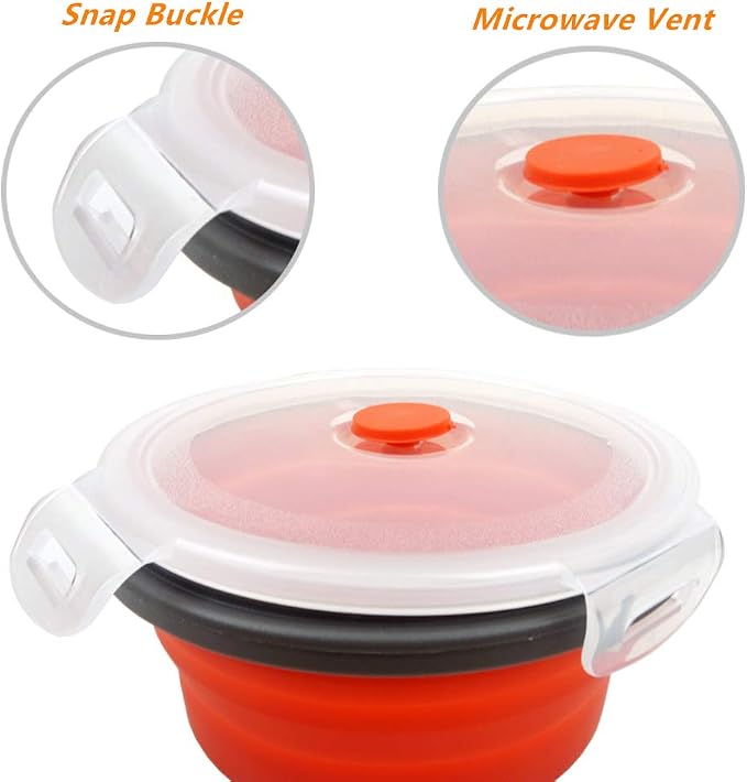 CARTINTS Red Silicone Collapsible Food Storage Containers-Prep/Storage Bowls - Image 6