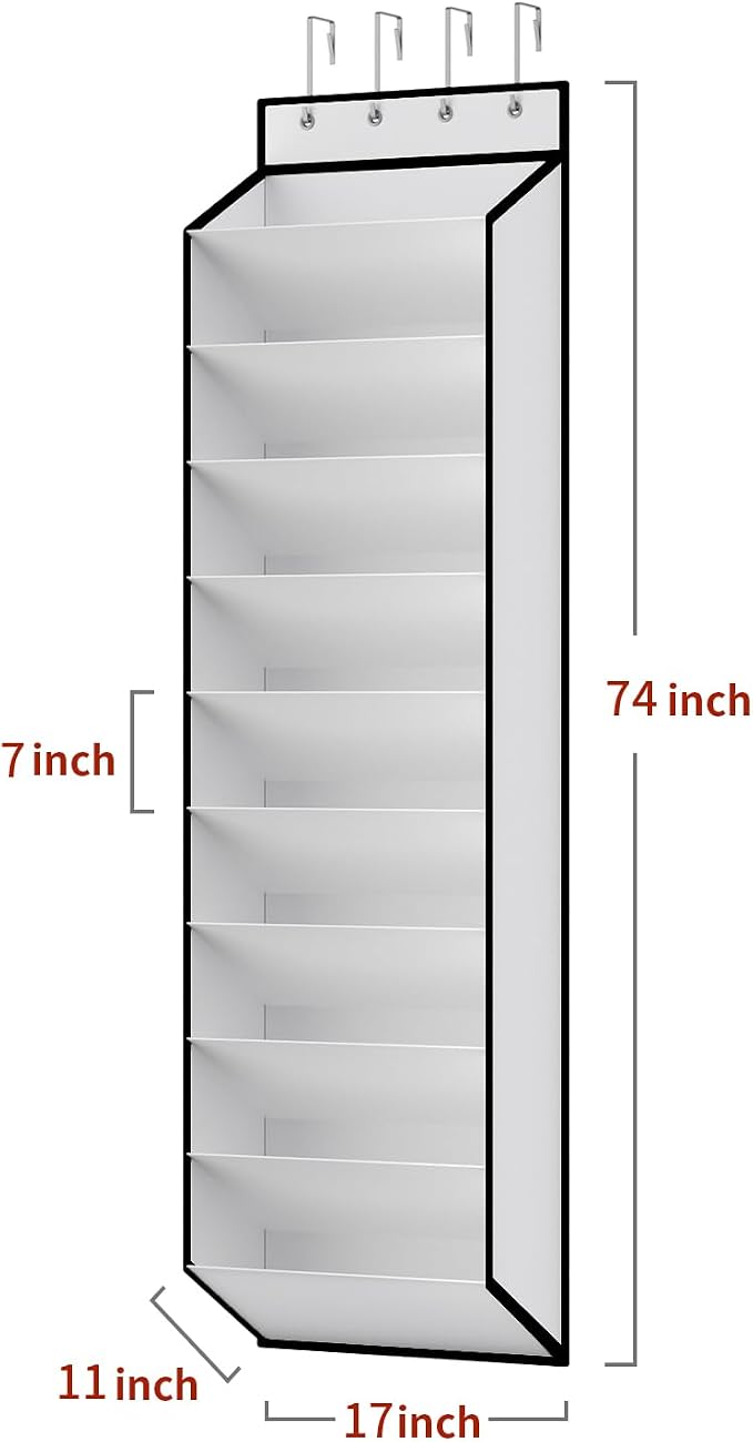 KEEPJOY 10 Tiers White Over Door Shoe Organizer Storage, Hanging Shoe Holder - Image 3