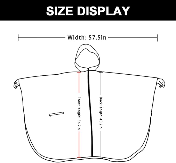 Rain Poncho Jacket Coat Hooded Zipper Style - Image 2