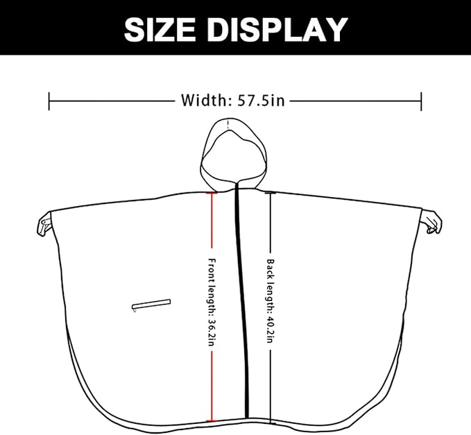 Rain Poncho Jacket Coat Hooded Zipper Style - Image 5