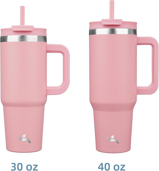 30 oz Tumbler with Handle and 2 Straws, 2 in 1 Lid Insulated Water Bottle - Image 3