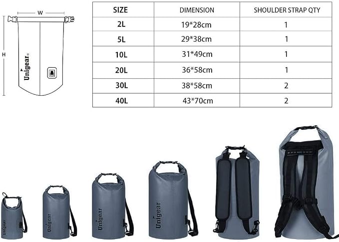 Unigear Dry Bag Waterproof, 2L/5L/10L/20L/30L/40L Floating and Lightweight Bags - Image 6