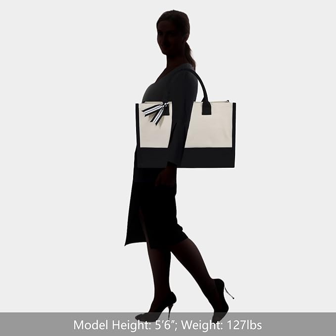 TOPDesign Classic White & Black Cotton Canvas Tote Bag, DIY Your Creativ Designs - Image 6