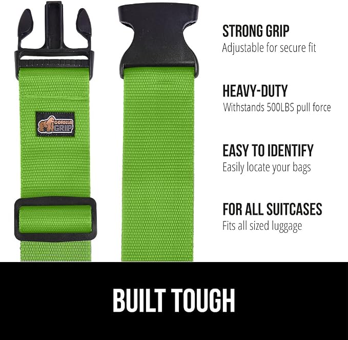 GORILLA GRIP Heavy Duty 4 Pack Adjustable Luggage Straps - Image 2
