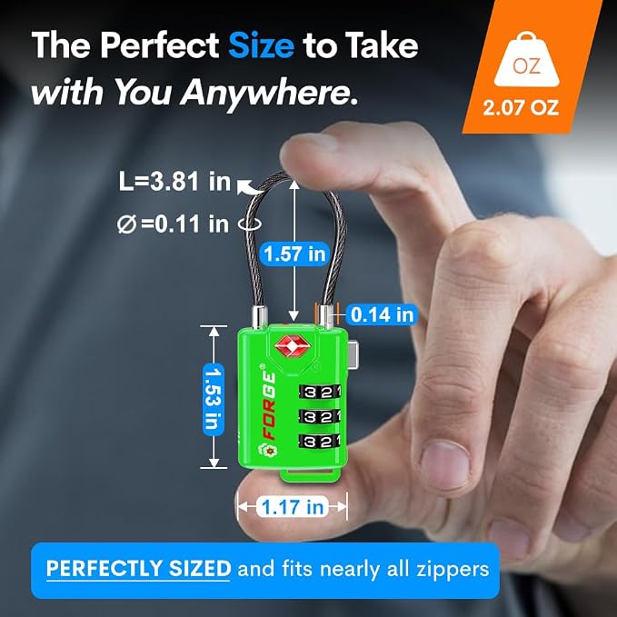 TSA Approved Cable Luggage Locks, Re-settable Combination - Image 6