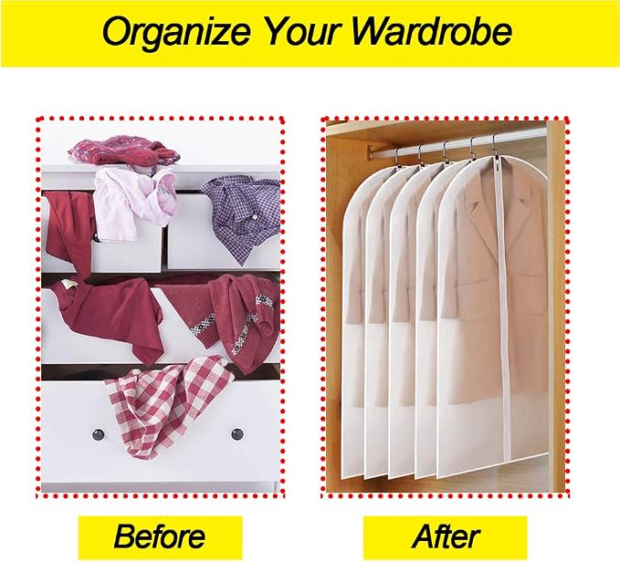 Garment Bags for Hanging Clothes 24'' x 40'' suit bags for closet storage - Image 6