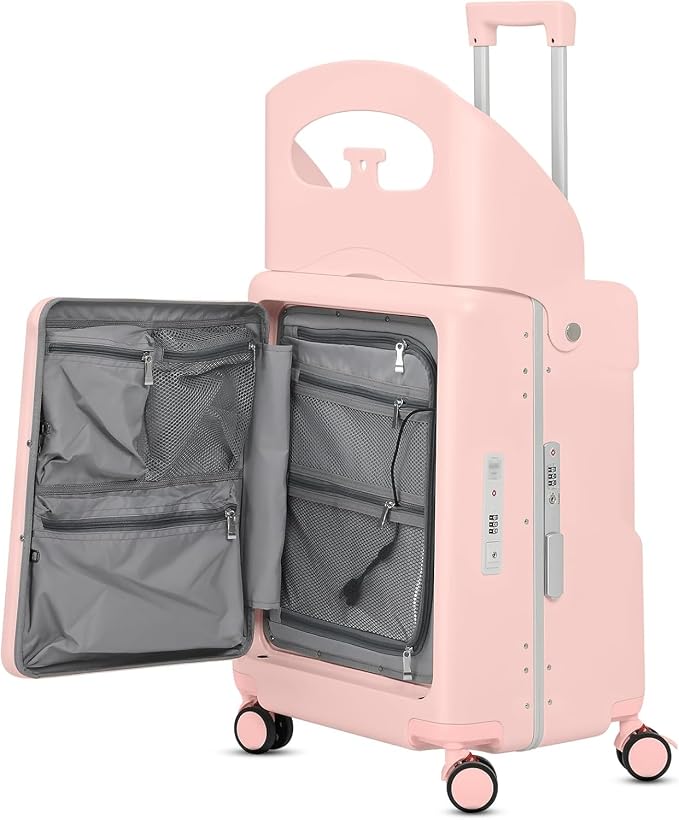 20" Carry-On Luggage with Seat for Kids & Adults, Lightweight Hardside Ride-On by ADVWIN