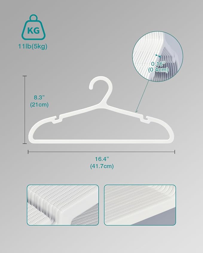 100 Pack Clothes Hangers, Non Slip Plastic Coat Hangers, Space Saving Hangers - Image 7
