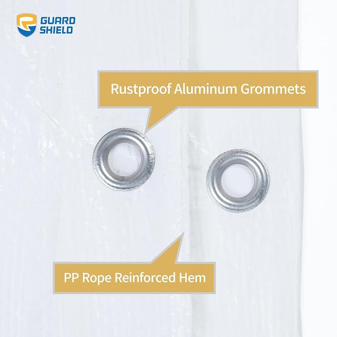 GUARD SHIELD Tarp White 12x16 Feet Multi Purpose Waterproof Poly Tarp Cover 5mil - Image 4