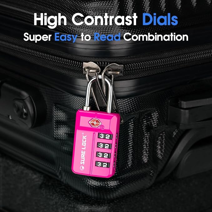 SURE LOCK TSA Approved 4-Digit Resettable Combination Luggage Locks - Image 8
