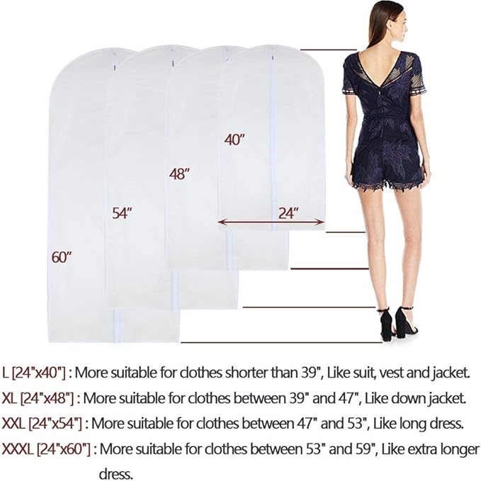 Garment Bags for Hanging Clothes 24'' x 48'' Long Suit Dust Hanging Garment Bag - Image 3
