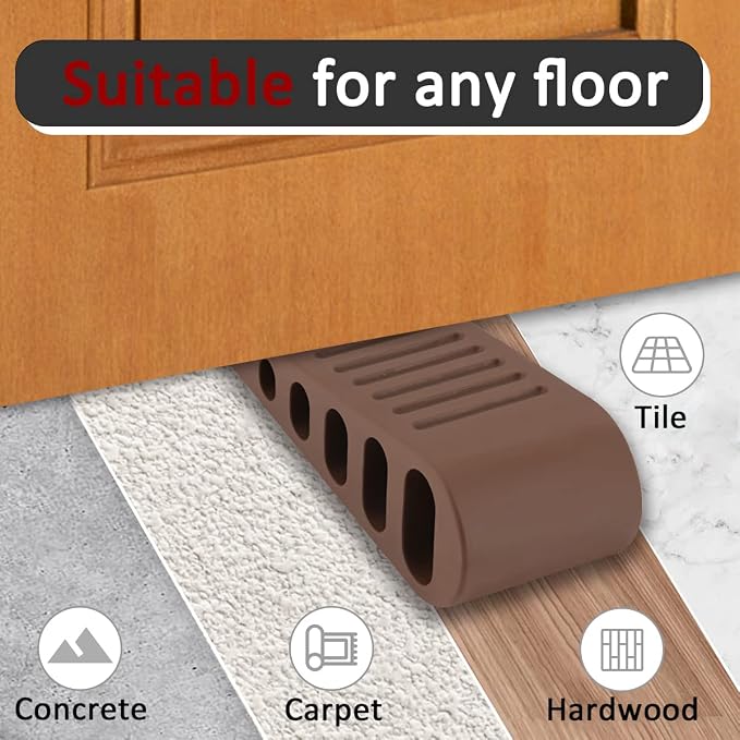 JQK Rubber Door Stopper Wedge, Bronze 3 Pack Soft TPR Premium Door Stops - Image 4