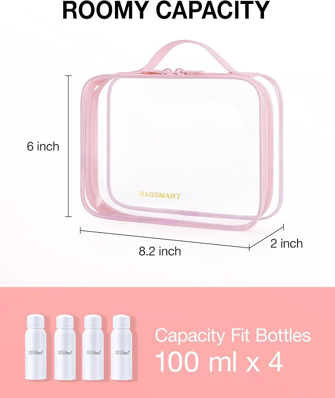 BAGSMART Clear Toiletry Bag, TSA Approved Travel Toiletry Bag Carry On Travel - Image 2