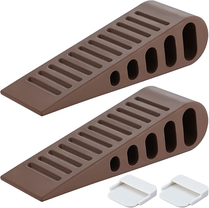 JQK Rubber Door Stopper Wedge, Bronze 3 Pack Soft TPR Premium Door Stops by Homeimprovement