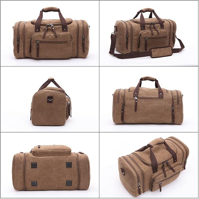 Duffle Bag for Travel, Large Canvas Duffel Bag for Travelling Overnight - Image 3