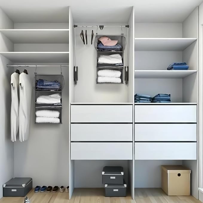 MAX Houser 3 Tier Shelf Hanging Closet Organizer, Space Saver, Closet Hanging - Image 2
