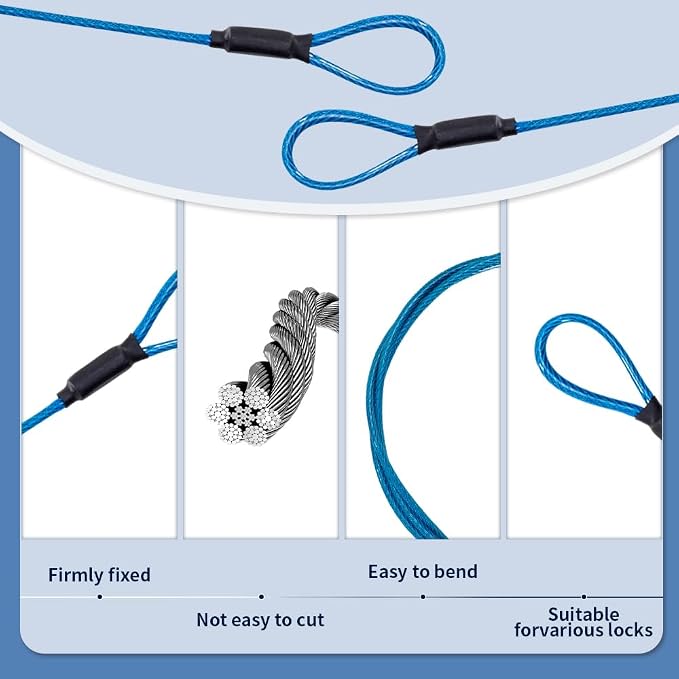 3.3mm Outdoor Travel Stainless Steel Security Cable-10ft Luggage Lock Safety - Image 4
