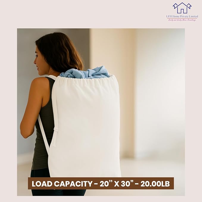 LFH Home Cotton Canvas Large Laundry Bag - Image 4