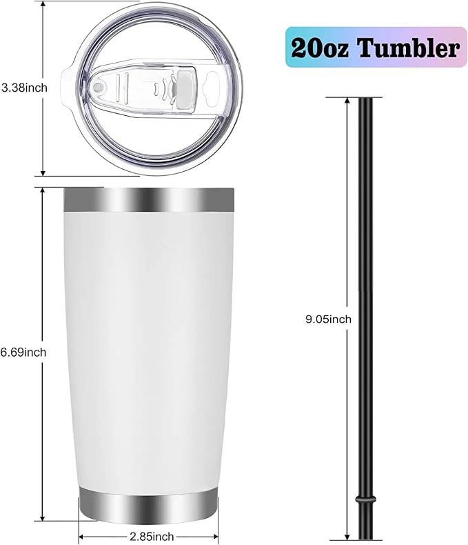 VEGOND 20oz Tumbler with Lid and Straw Stainless Steel Tumbler Cup Bulk Vacuum - Image 4