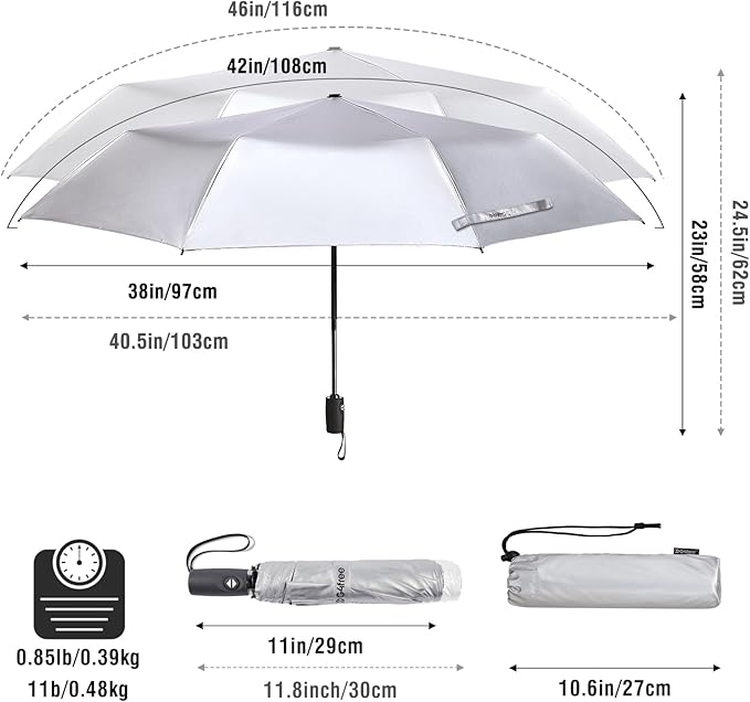 G4Free UPF 50+ UV Protection Large Travel Umbrella 42/46 Inch Auto Open Close - Image 2