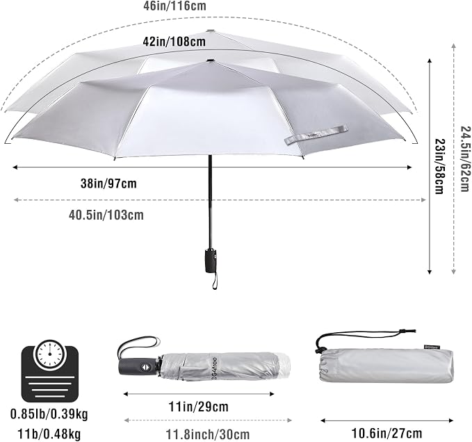 G4Free UPF 50+ UV Protection Large Travel Umbrella 42/46 Inch Auto Open Close - Image 2