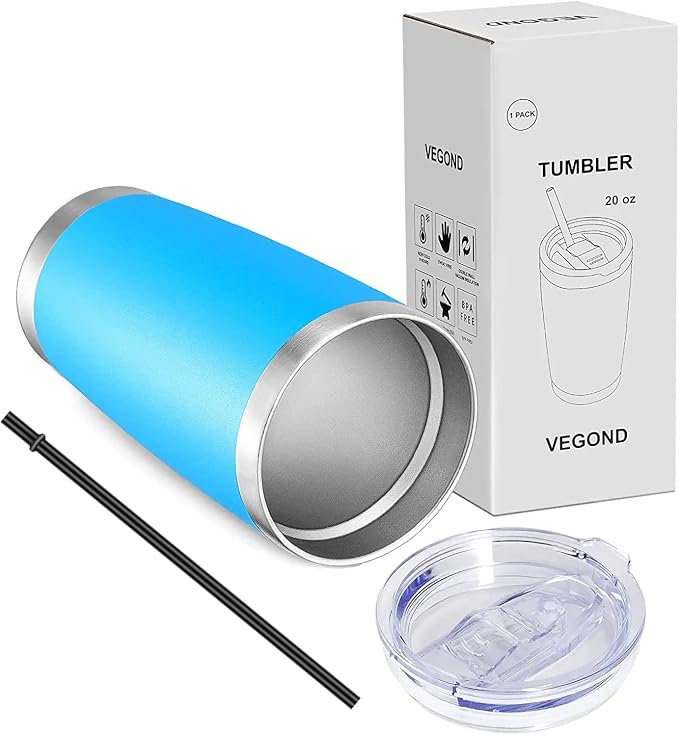 VEGOND 20oz Tumbler with Lid and Straw Stainless Steel Tumbler Cup Vacuum - Image 7