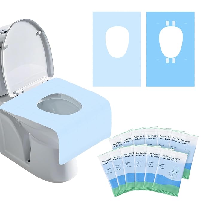 50 Packs Tear-Free Toilet Seat Covers Disposable by Krijuess