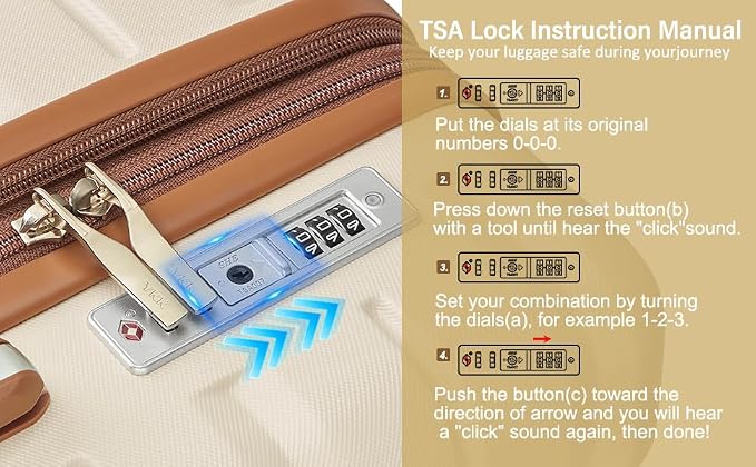 Luggage Sets 4 Piece with TSA Lock Hardside PC+ABS Carry On expandable Suitcase - Image 5